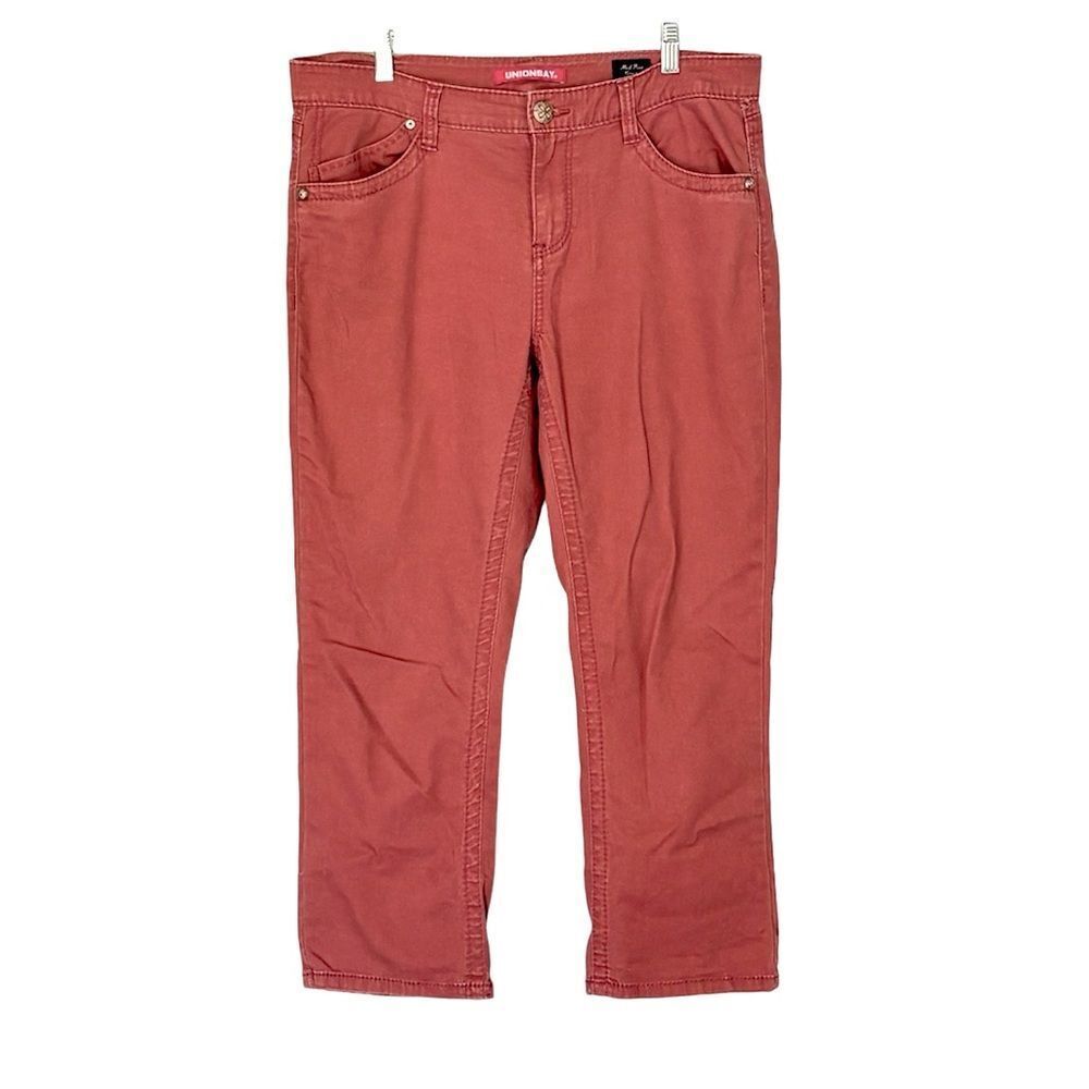 Unionbay | Women’s Rust Salmon Embroidered Pocket Cropped Denim Pants Je…